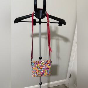 Nahui Ollin Colorful Tootsie Roll Woven Crossbody Bag with Matching Card Holder